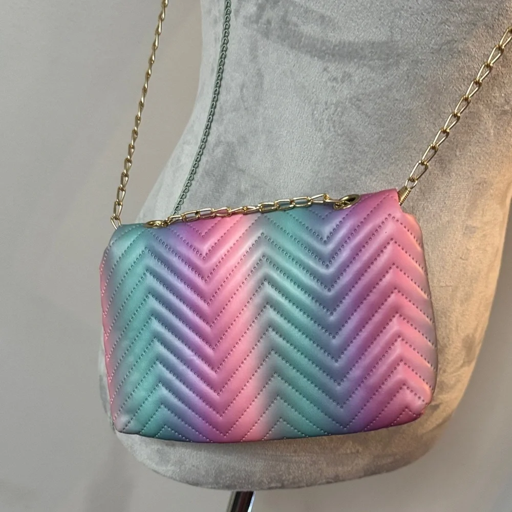 Multicolor Quilted Chain Bag EUC